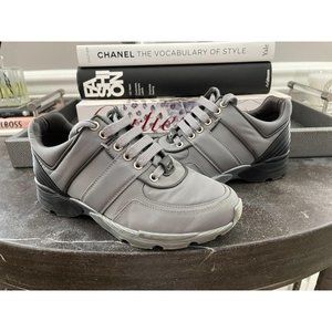 CHANEL CC Nylon & Leather Quilted Sneakers - Size 35